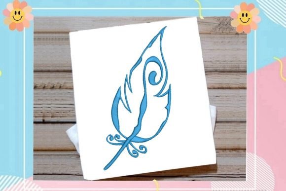 Elevate Your Stitching with the Delicate Blue Feather Embroidery Design