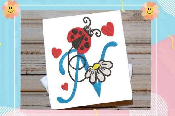 Ladybug N Letter Monogram: Charm for Your Projects
