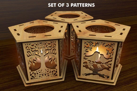 Set of 3 Candle Holders: Nature-Inspired Decor