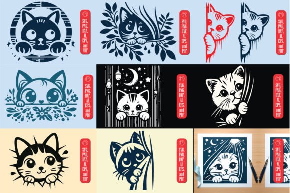 Unleash Your Creativity with the Adorable PEEKING CAT SVG Cut File Bundle
